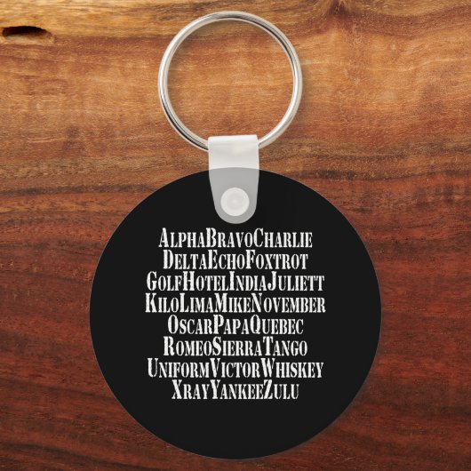 PHONETISCHES ALPHABET / CODEWORTE SCHLÜSSELANHÄNGER (Vorderseite)