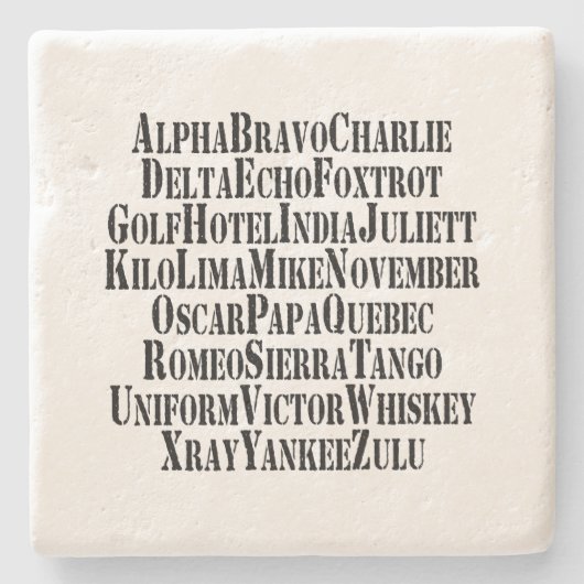 PHONETISCHES ALPHABET / CODEWORTE STEINUNTERSETZER (Vorderseite)