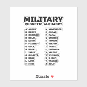 Phonetisches Alphabet für das Militär Aufkleber