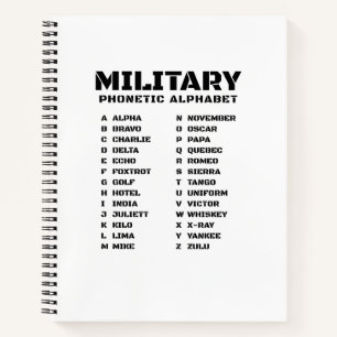 Phonetisches Alphabet für das Militär – Graph Spir Notizblock