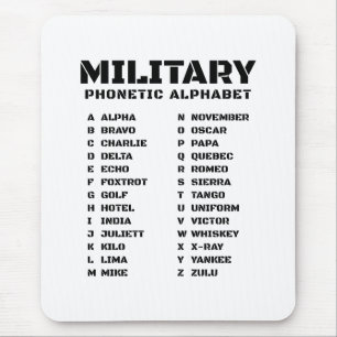 Phonetisches Alphabet für das Militär Mousepad