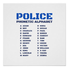 Phonetisches Alphabet für Polizeibeamte Poster