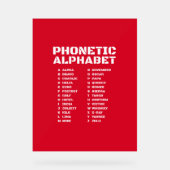 Phonetisches Alphabet in Kanada Acrylschild (Vorderseite)