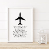 Phonetisches Alphabet, Kunst der Luftfahrt, Pilote Poster