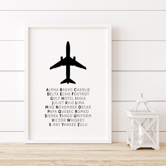 Phonetisches Alphabet, Kunst der Luftfahrt, Pilote Poster