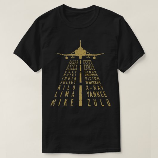Phonetisches Alphabet mit F4 Phantom II Distressed T-Shirt (Design vorne)