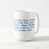 Phonetisches Alphabet "NATO", Alfa bis Zulu Kaffeetasse (VorderseiteRechts)