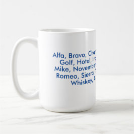 Phonetisches Alphabet "NATO", Alfa bis Zulu Kaffeetasse