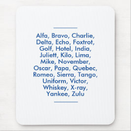 Phonetisches Alphabet "NATO", Alfa bis Zulu Mousepad