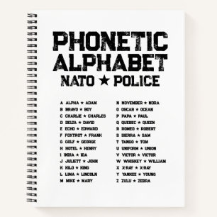 Phonetisches Alphabet NATO ★ Polizei — Weiß Notizblock