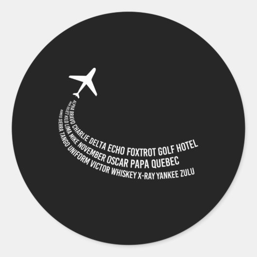 Phonetisches Alphabet Pilot Flugzeug Runder Aufkleber (Vorderseite)