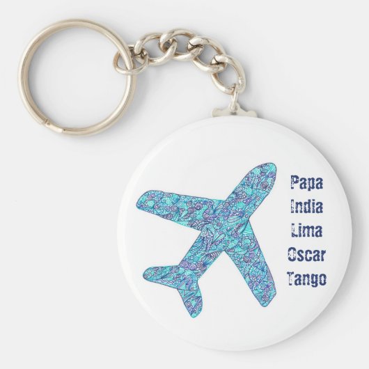 Phonetisches Alphabet "Pilot" Flugzeug Schlüsselanhänger (Vorne)
