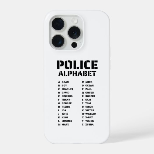 Phonetisches Alphabet Polizei iPhone 15 Pro Hülle (Rückseite)
