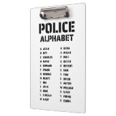 Phonetisches Alphabet Polizei Klemmbrett (Links)