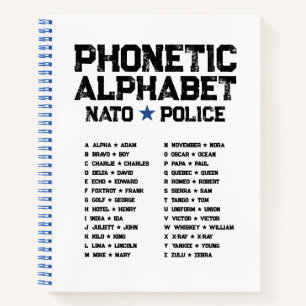 Phonetisches Alphabet Polizei ★ NATO — Blaue Spira Notizblock