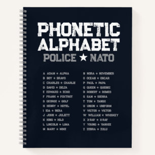 Phonetisches Alphabet Polizei ★ NATO — Mitternacht Notizblock