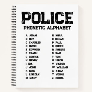 Phonetisches Alphabet Polizei Notizbuch Adam-Zebra