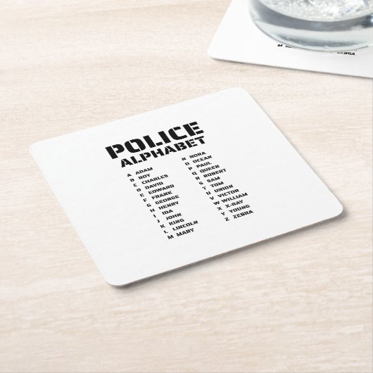 Phonetisches Alphabet Polizei Rechteckiger Pappuntersetzer (angewinkelt)