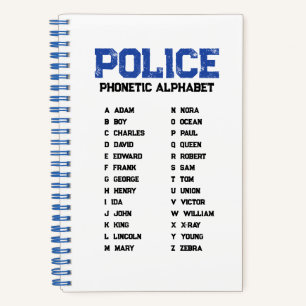 Phonetisches Alphabet Polizei Spiralblock Blau Notizblock
