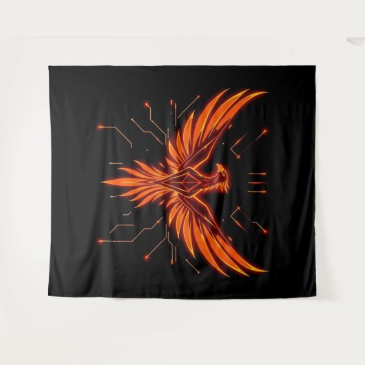 „Phönix – Aus der Asche geboren“ Wandteppich (Vorderseite (Horizontal))