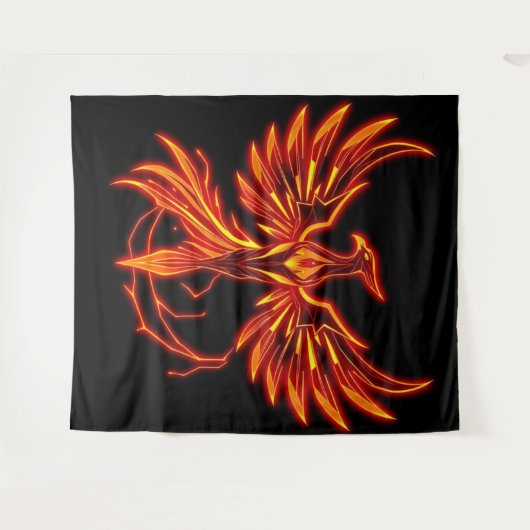 „Phönix – Aus der Asche geboren“ Wandteppich (Vorderseite (Horizontal))