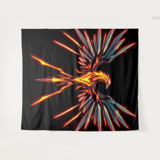 „Phönix – Aus der Asche geboren“ Wandteppich (Vorderseite (Horizontal))