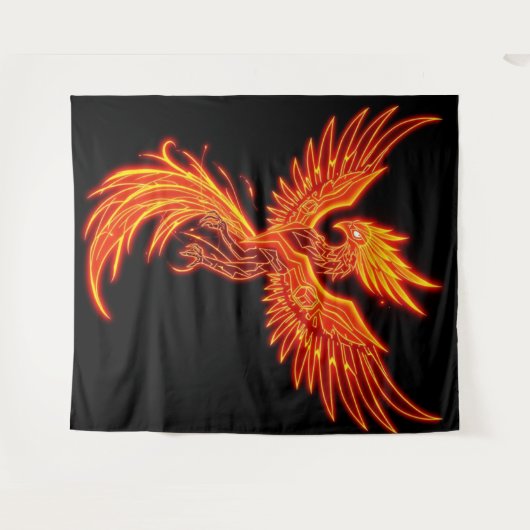 „Phönix – Aus der Asche geboren“ Wandteppich (Vorderseite (Horizontal))