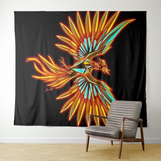 „Phönix – Aus der Asche geboren“ Wandteppich (Beispiel (Horizontal))