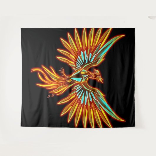 „Phönix – Aus der Asche geboren“ Wandteppich (Vorderseite (Horizontal))