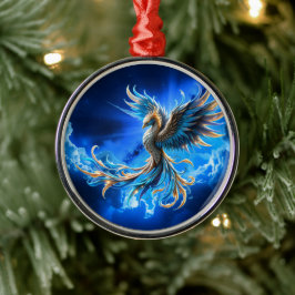 Phönix der Saphir-Dämmerung Ornament Aus Metall