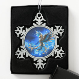 Phönix der Saphir-Dämmerung  Schneeflocken Zinn-Ornament