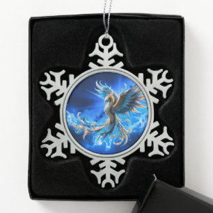 Phönix der Saphir-Dämmerung Schneeflocken Zinn-Ornament