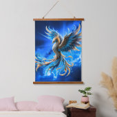 Phönix der Saphir-Dämmerung Wandteppich Mit Holzrahmen (Schlafzimmer)