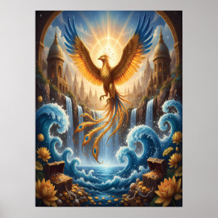 Phönix des azurblauen Tempels Poster
