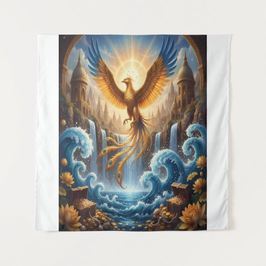 Phönix des azurblauen Tempels Wandteppich (Vorderseite)