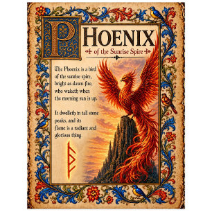 Phönix, mittelalterliche Bestiarien-Kunst Postkarte
