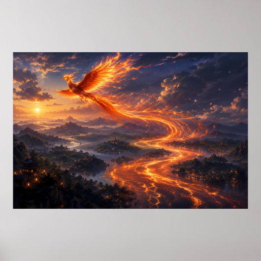 Phönix River of Light Fantasy-Landschaft Poster (Vorne)