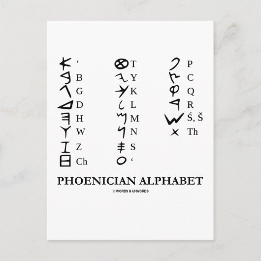 Phönizier Alphabet (Linguistik-Kryptographie) Postkarte (Vorderseite)