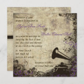Phonograph Vintage Wedding Einladung Lila (Vorne/Hinten)
