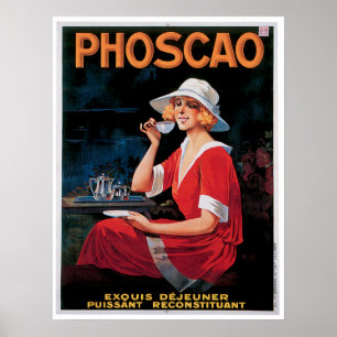 Phoscao Vintage Schokolade Getränk und Kunst Poster