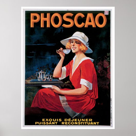 Phoscao Vintage Schokolade Getränk und Kunst Poster (Vorne)