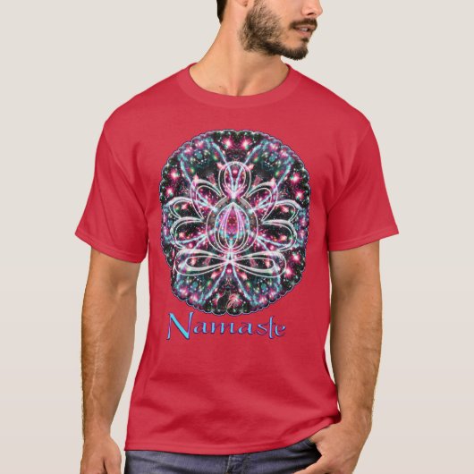 Phosphoreszenz Zen Lotus Namaste T-Shirt (Vorderseite)