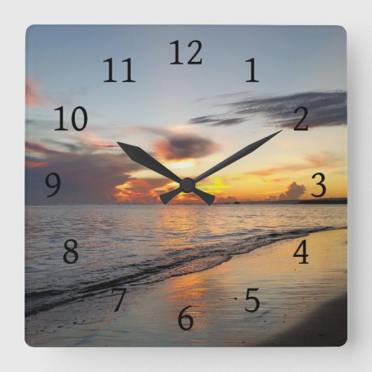 Photo 109 beach sunset quadratische wanduhr (Vorderseite)