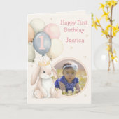 Photo 1st Birthday Folded Greeting Card Karte (Gelbe Blume)