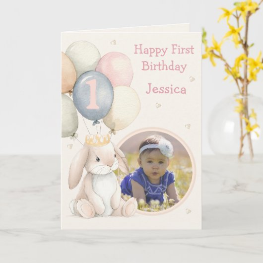 Photo 1st Birthday Folded Greeting Card Karte (Gelbe Blume)