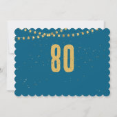 Photo 80th Teal & Gold Birthday Party Invitation Einladung (Rückseite)