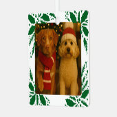 Photo and Custom Text Personalized Holly Ornament Aus Metall (Vorderseite links)