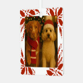 Photo and Custom Text Personalized Holly Ornament Aus Metall (Vorderseite links)