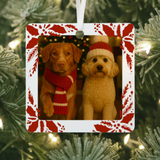 Photo and Custom Text Personalized Holly Ornament Aus Metall