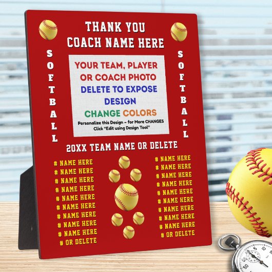 Photo and Personalized, Softball Coach Plaques  Fotoplatte